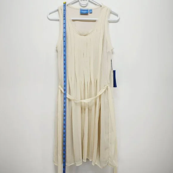 Simply Vera Vera Wang chiffon mid Dress Womens Sleeveless Pleated  beige Size S - Picture 6 of 11